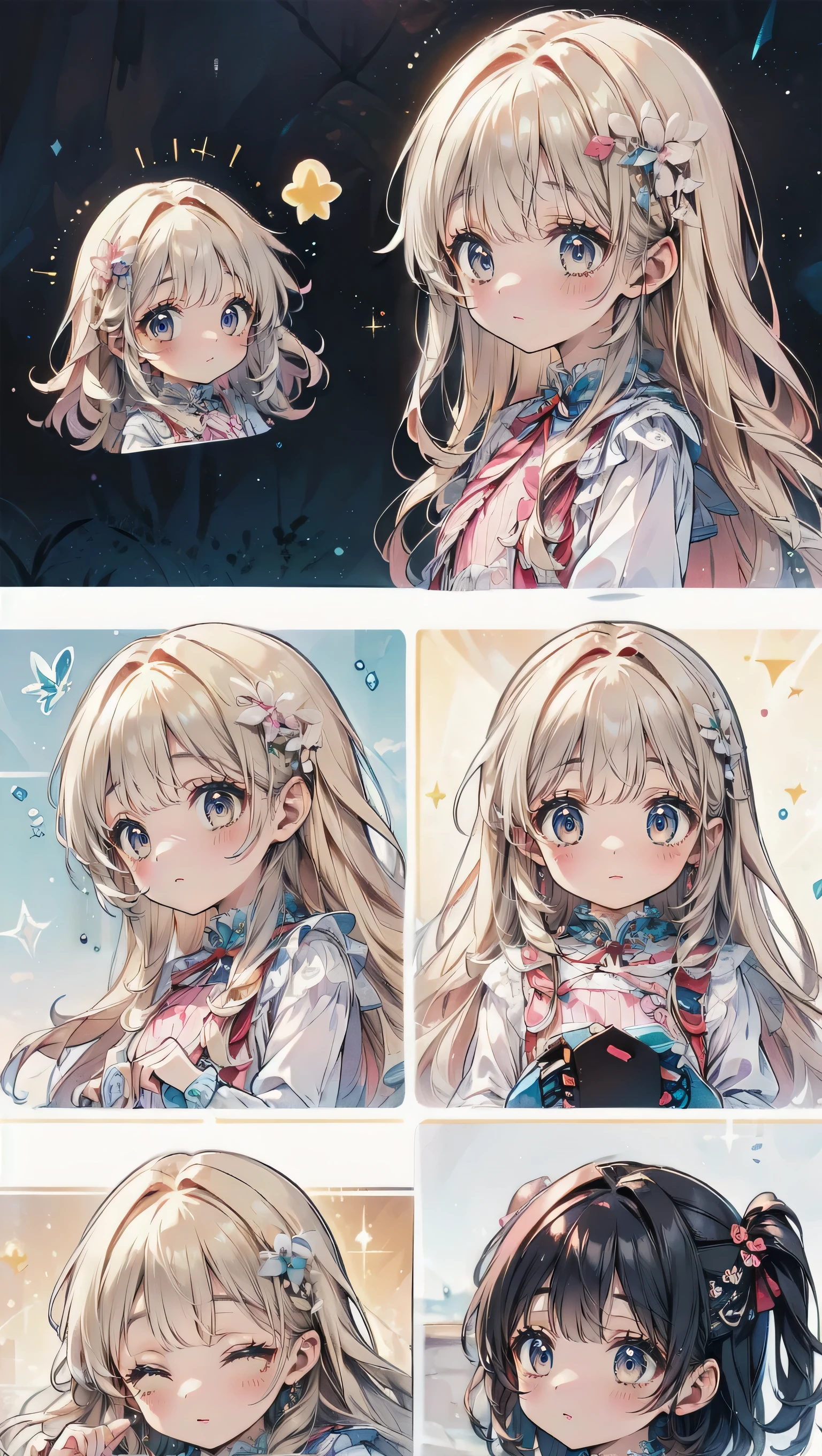 Dots are、明るいピンクの頬、she has chin-length, curly, golden blonde hair with wavy bangs.、she'dark-skinned girl, she is wearing a bright red headband with a ribbon on the right side of her head.. Dots are、she wears a shiny pastel blue and scarlet red dress with a small ribbon belt around her waist。, white collar, 4 crimson buttons, Bright red lining. sheのドレスの下には赤と淡いブルーのチュールスカートがある.. she also、Red top with white socks、she is wearing carnation pink high-top sneakers with bright red shoelaces, Shine; glitter, NSFW,