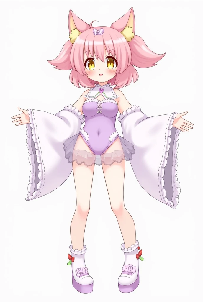 Futanari, pink hair, lacy lingerie, full body picture