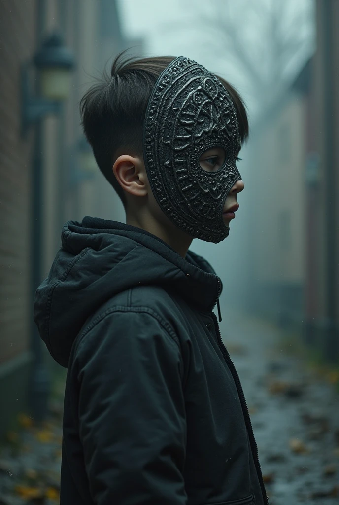 a young man holding a mask