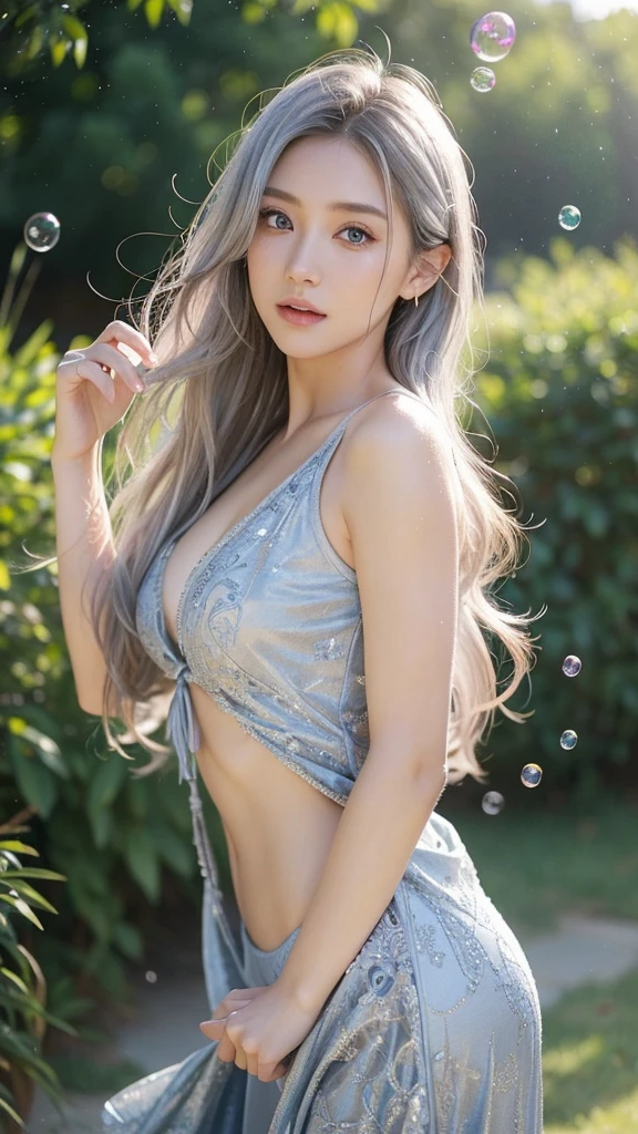((masterpiece)), ((highest quality)), (super detailed), ((cute)), cute, (Lovely), ((sexy)), (device), ((very detailed)), 4K, (8K), highest quality, (beautiful), figure, dynamic angle, in the middle, fold your arms, forest, evening, Beautiful woman, alone, warrior, (cold weather gear:1.3), beautiful blue hair, beautiful brown eyes, ((beautiful eyes)), long hair, white teeth, lip, hair ornaments, earrings, necklace, blush, Lens flare, shiny