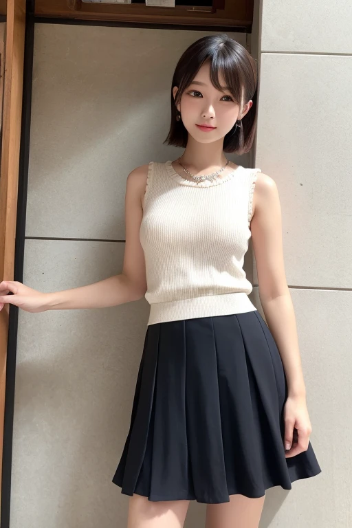 (((One girl:1.3))), ((23 years old:1.3)), (She is my daughter), break (Surprised Smile:1.2), ((Medium large breasts:1.3)), (Accentuated breasts:1.3, Movie chest, Shapely breasts:1.1, Perfect body), break (neat fashion:1.3), (white-theme:1.3), (High neck sleeveless sweater:1.3), ((Gold Necklace:1.2)) break pleated skirt((color : green + Silver) high waist, (pattern : Plaid)):1.3), break (Standing leaning against the rail(color : white) wooden deck(Outdoor, open minded) Glamping Tent ((Gorgeous themes, Transparent Dome Tent, Great atmosphere, Great lighting, Transparent dome tent surrounded by nature)):1.3), ((Long Shot:1.5)), ((At night:1.7)), break ((Her serious expression、Create a photo that conveys the feeling of a relaxed and happy moment.:1.3)), break (colorあせた写真:1.3), (Film Grain:1.3), Depth of written boundary, (Bokeh:1.1), (Light and shadow:1.4), ((Cowboy Shot:1.2)), ((From below:1.2)), ((Focus on her:1.2)),