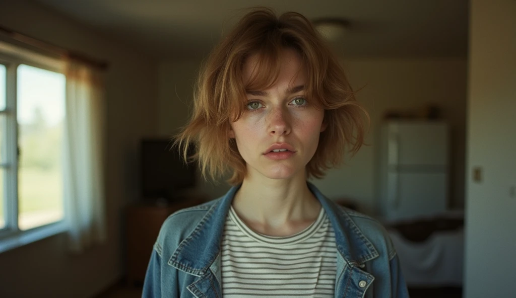 Woman, many freckles, sad, scared