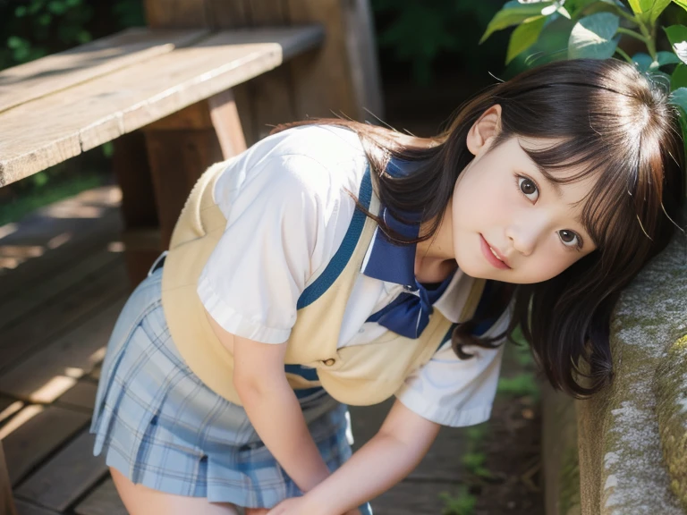 Nino Nakano riendo,pose sexy,ropa deportiva,sudor,field with trees,Swayback stance,Photorealistic, high-quality 32k photo of a beautiful Japanese girl in a playful sundress, with detailed eyes and a lively smile, sitting on a picnic blanket in a park. She’s wearing a Sailor suit, with High socks and loafers her hair in a loose braid. The image captures her surrounded by nature, with a focus on her cheerful demeanor and the peaceful greenery around her.(Flirtingly lifting her skirt to show her panties:1.3),(stick out butt:1.3)