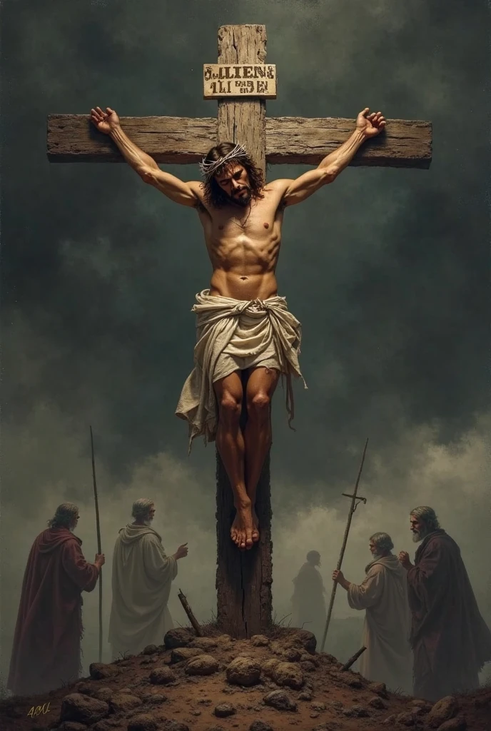 Jesus in cross crying
