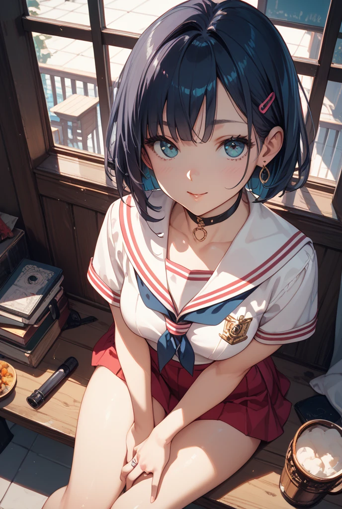 official art, masterpiece, sharp focus, (Beautiful, gorgeous and cute Korean woman:1.3), (Beautiful and cute Koreans:1.3), Korean beauty, exquisite beautiful hair、eyes and face, actual, super detailed, beautiful girl, blue sky, Glowing white particles, (Side light:1.2), Sunlight, Baiyun, Detailed cloud, thin and long, Cute big  and big ass, smile with teeth, ((smile with eyes, open your eyes)), landscape, long, straight hair, sexy facial expression, architecture, (城市landscape:1.7), dynamic hair, very long