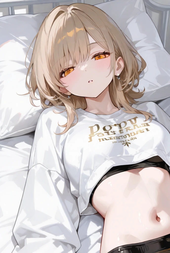 Cowgirl position, boy on top, (Stride)，tmasterpiece, Best quality at best, high high quality, 1 boy, own, malefocus,，on bedroom，Short hair boy hairstyle，flatchest，looking at viewert，The thighs are plump，high-heels，Put on beautiful makeup，big earrings，with brown skin，rolling eyes