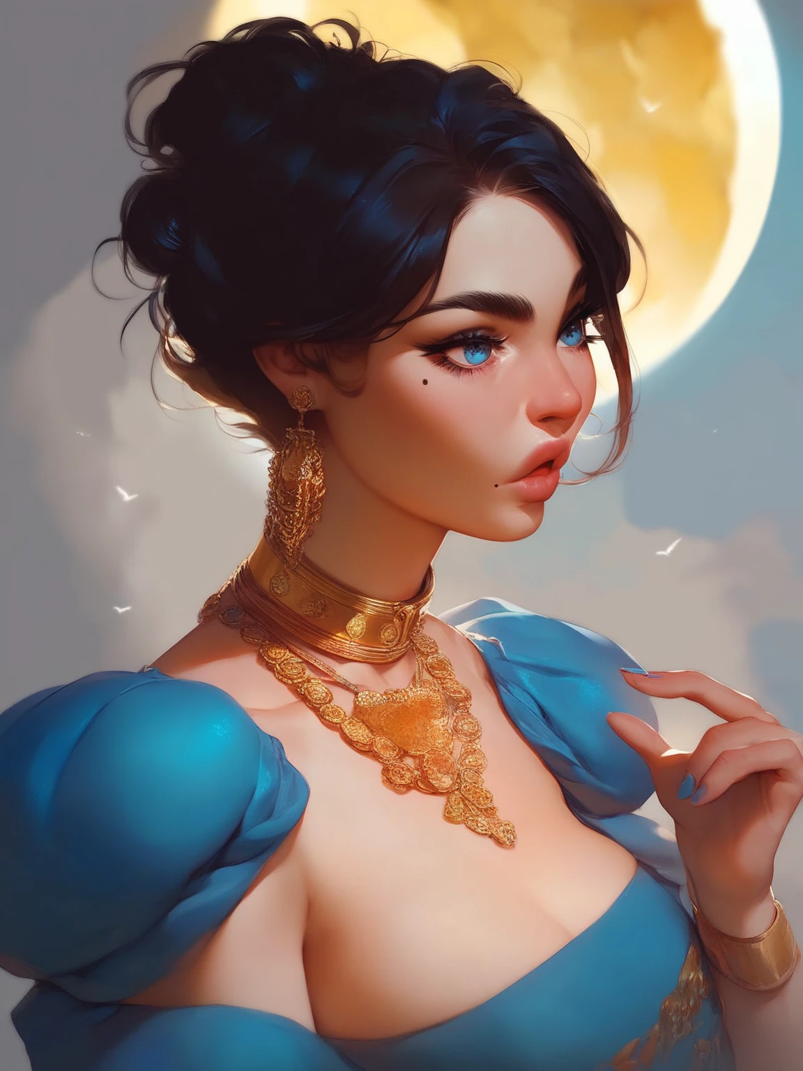 a superb young woman wearing a ball gown dress in tank interior diffused light, romantic interior , highly detailed, sharp focus, candid portrait, face by wlop, extremely detailed, carved marble, interior tank, digital painting, artstation, concept art, smooth, sharp focus, illustration, cinematic lighting, art by artgerm and greg rutkowski and alphonse mucha and boris vallejo and frank frazetta