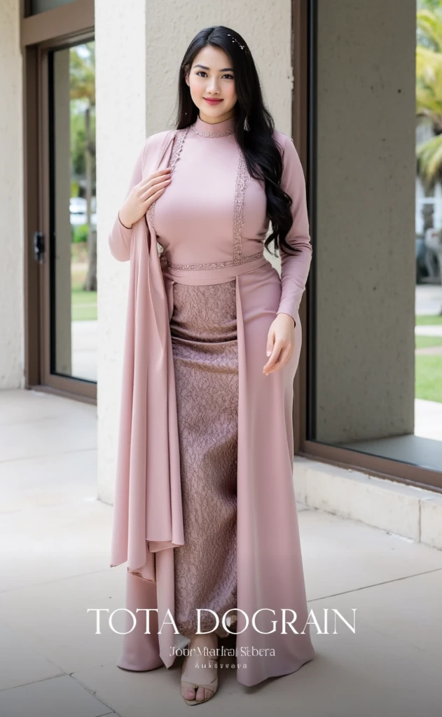 Asian woman in glamorous evening dress, wear modern hijab, wear sheer outer gown, full-body encapsulation, entirety of fabric about 7 meters in length trailing dramatically, glamours style, overlong satin train, extreme detail on the texture of the satin, highlighting its reflective quality, cinched at the ankle, sexy random pose outdoor, dramatic lighting, ultra realistic, high-resolution photography.