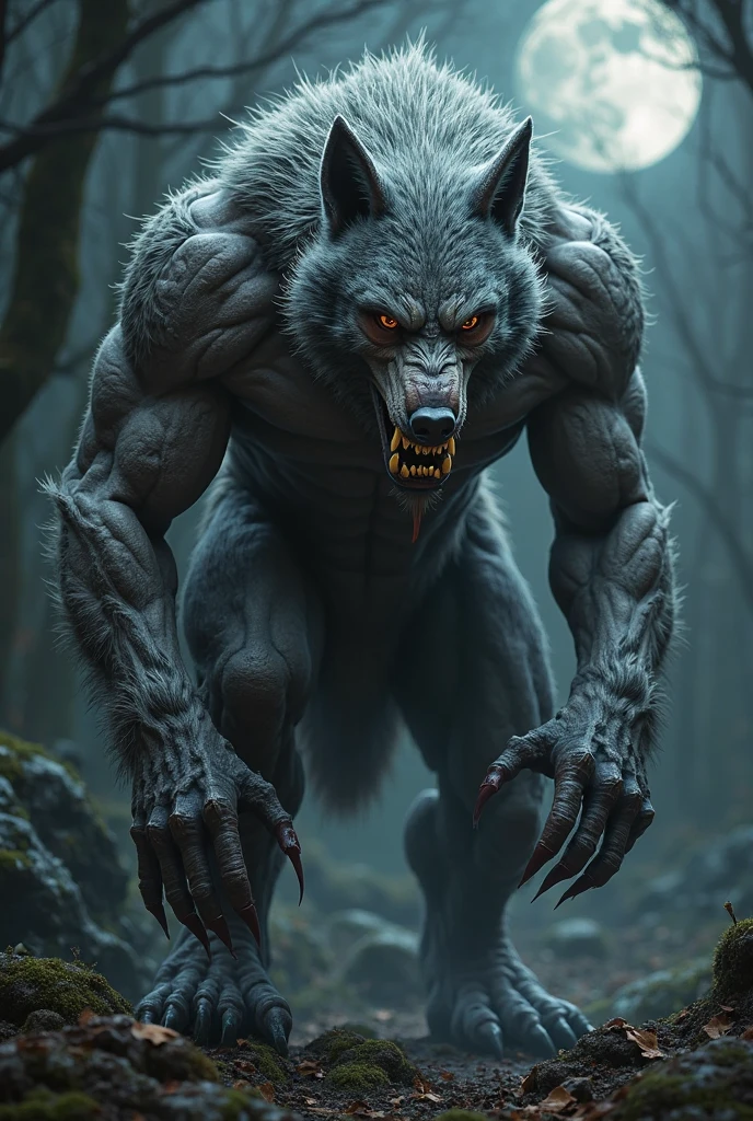 hình ảnh thực tế, a werewolf, long claw, mouth bared fangs and blood