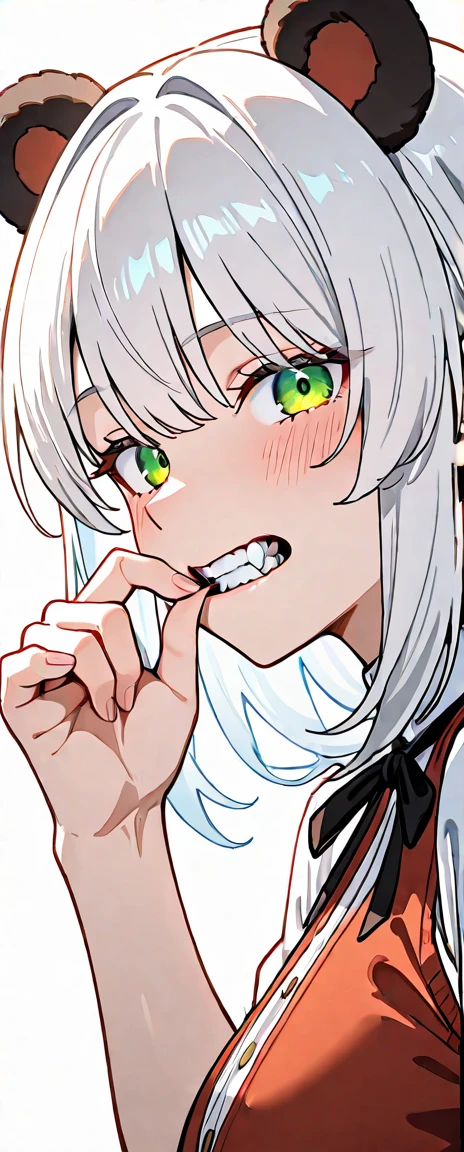 Woman holding syringe in hand and smiling