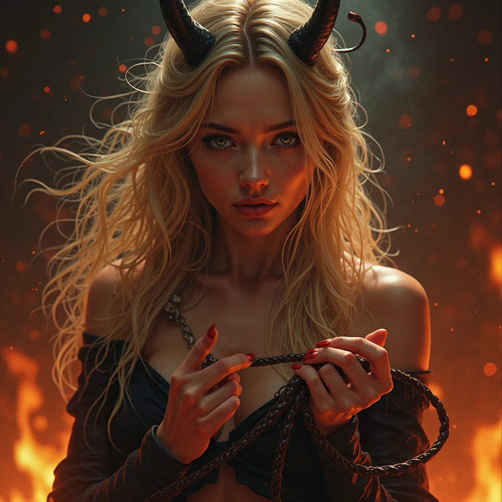 (beautiful blond succubus), (demon horns), (well-defined eyes, high resolution, ultra detailed large breasts, Immortal temptation takes over my mind Condemned Fallen weak on my knees, summon the strength Of mayhem I am the storm that is approaching Provoking black clouds in isolation I am reclaimer of my name Born in flames, I have been blessed My family crest is a demon of death Forsakened, I am awakened A phoenix's ash in dark divine Descending misery Destiny chasing time Inherit the nightmare, surrounded by fate Can't run away Keep walking the line between the light Led astray Through vacant halls I won't surrend 5r The truth rev 5aled in eyes of ember We fight through fire and ice forever Two souls once lost, and now they remember I am the storm that is approaching Provoking black clouds and isolation I am reclaimer of my name Born in flames, I have been blessed My family crest is a demon of death Forsakened, I am awakened A phoenix's ash in dark divine Descending misery Destiny chasing time Disappear into the night Lost shadows left behind Obsession's pulling me Fading, I've come to take what's mine Lurking in the shadows under veil of night Constellations of blood pirouette Dancing through the graves of those who stand at my feet Dreams of the black throne I keep on repeat A derelict of darkness, summoned from the ashes The puppetmaster congregates all the masses Pulling strings, twisting minds as blades hit You want this power? Then come try and take it Beyond the tree Fire burns Secret love Bloodline yearns Dark minds embrace Crimson joy Does your dim heart Heal or destroy? Bury the light deep within Cast aside, there's no coming home We're burning chaos in the wind Drifting in the ocean all alone