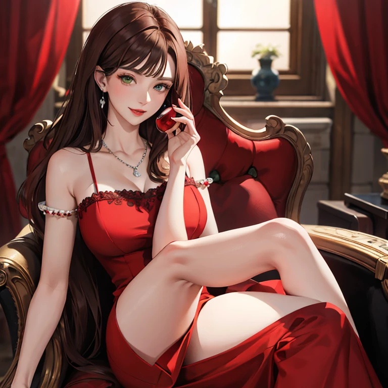 In a sumptuous Victorian bedroom, bathed in the glow of flickering candlelight, a vision of sensuality unfolds. The enchanting woman, with fiery red locks cascading like molten silk, ensnares the gaze with her emerald eyes ablaze with desire. Clad in a mesmerizing ((duotone [red and black]) ornate corset), a tantalizing blend of crimson and ebony, she exudes opulence and allure. Every curve of her luscious form is accentuated, inviting exploration and sexuality. As she reclines upon luxurious satin sheets, her pose is a symphony of grace and seduction, beckoning you into a realm where passion knows no bounds.
