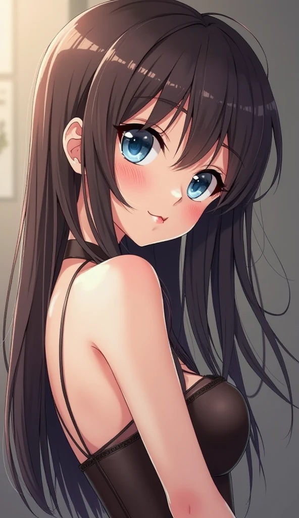 Innocence, Dark green hair, Twin tails, Put your arms behind your back, White Dress, Black waist tie, girl,blue eyes,