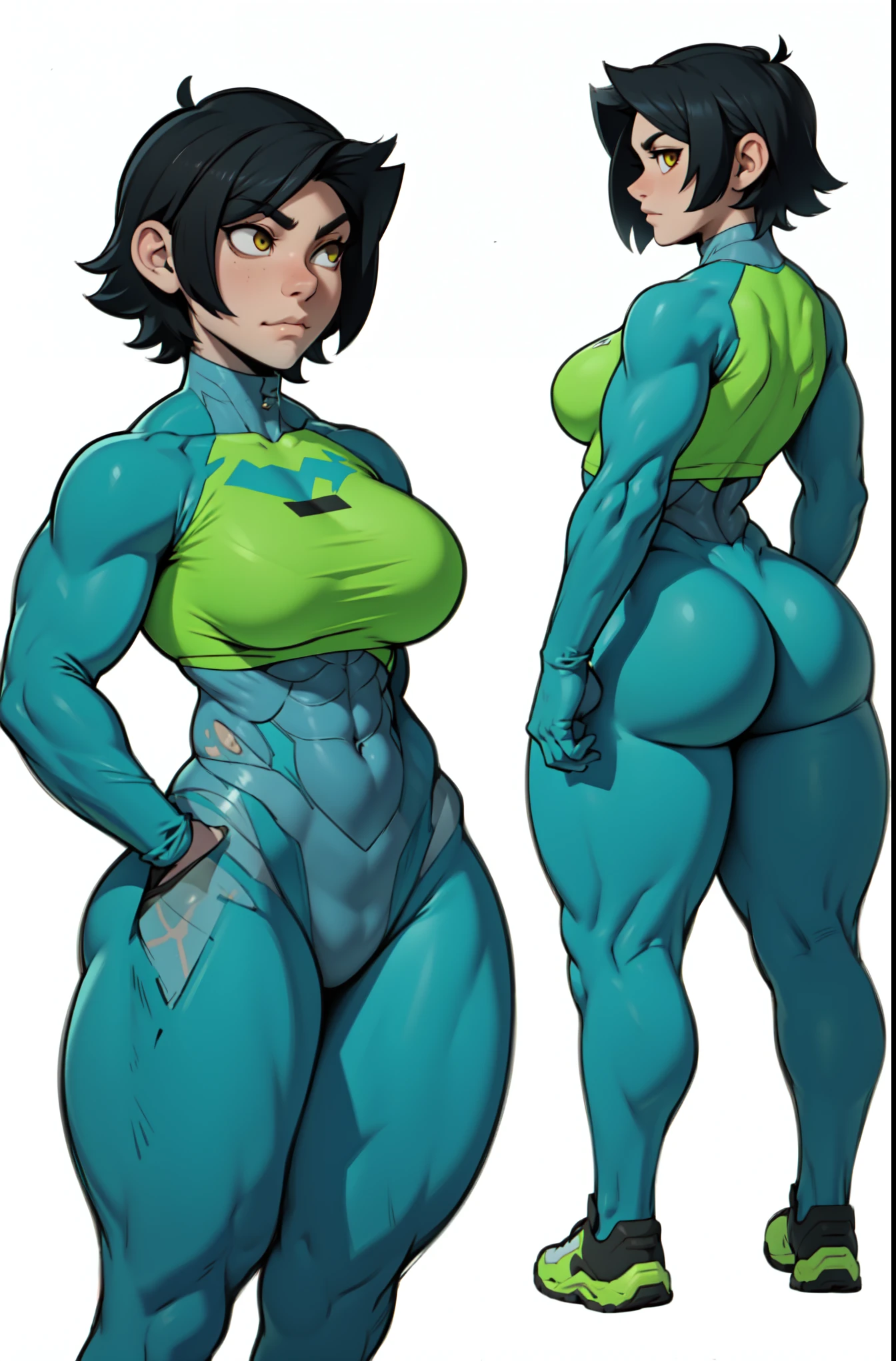 (in Flat Colors and Simplified Lighting painting), (sexy body), (big breasts), (maximum details), (keep the pose), (muscular and trained body).
