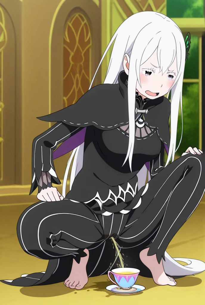 Beautiful,young,,bodysuit,white hair,boa hancock,earings,fullbody,shorthair,bigbutt,redeyes,smallstature,short