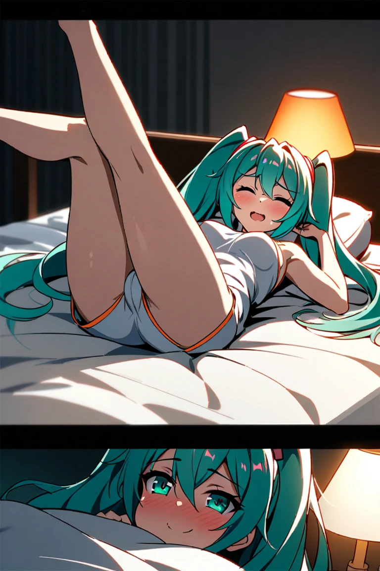 masutepiece, hight resolution,depth of fields, 4K,nffsw,(((A girl farting on all fours))),(((1 character))),((backs)),((Slender figure)) ,((Black panties)),Fart smoke comes from the girl&#39;Underwear.,smoky air,all-fours,Rear head,(((Nice Body))),((body parts are in order)),((A fart comes out from the panty part of my underwear...............)), ((masutepiece)), ((Best Quality)),((Bedrooms)),(((miku hatsune)))
