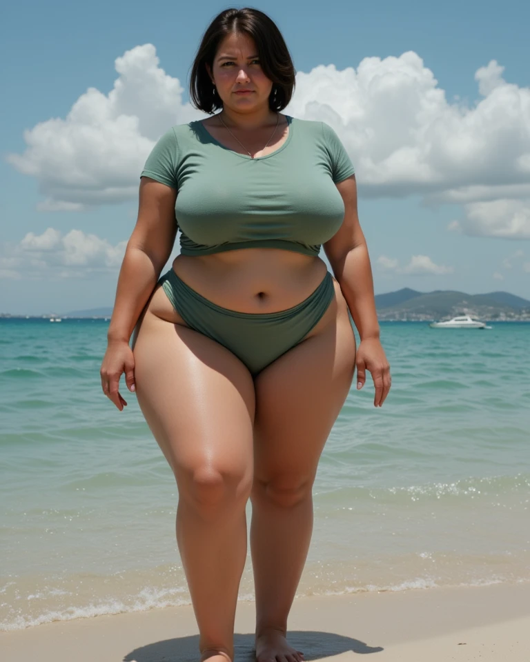 ((best quality)), ((masterpiece)), (detailed), perfect face, araffe woman in a long dress, thight skirt and hijab posing for a picture, thicc, thick body, bbwchan, beautiful thick female, curvy hourglass figure, thick, thick neck, soft curvy shape, curvy, voluptuous body, angelawhite, busty, curvy figure, she has a jiggly fat round belly, powerful and huge, full body, sneakers shoes