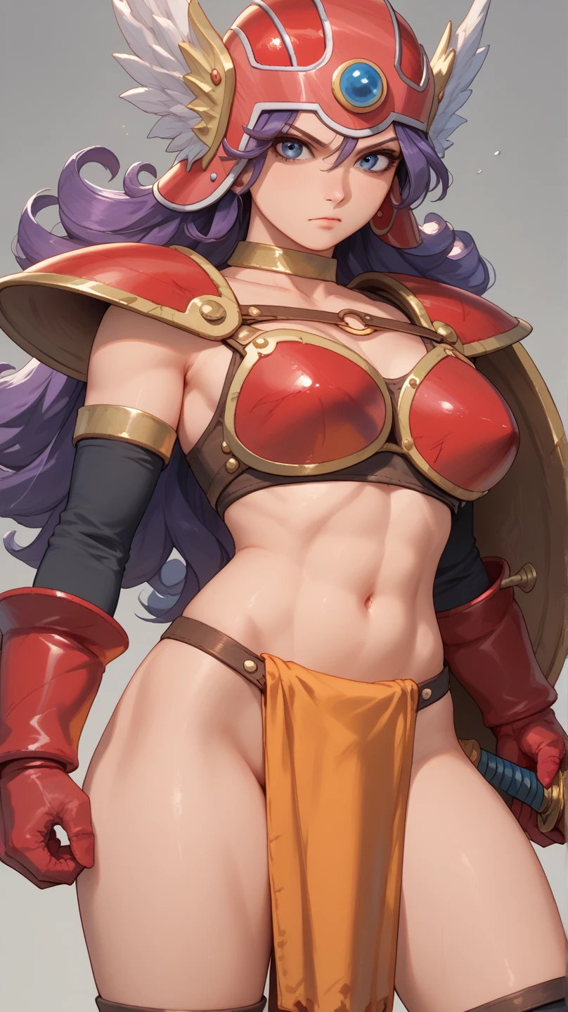 kefla style, Beautiful woman, mercenary, heroic, , long breasts, red hair, masterpiece, extreme quality, perfect eyes, iris, perfect body, perfect face, cinematic light, digital rawing, neckline, large breasts, 1girl only, 2 legs only, two arms, perfect body, mature female, soft, perfect and detailed hands, aura ki, detailed background, thick eyelashes, makeup, eyeshadow, curvy, red pants yoga, ripped yog top
