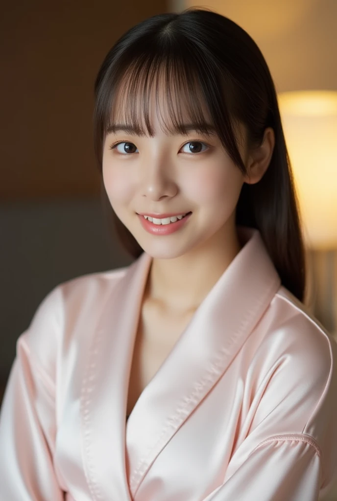 ((highest quality, 8K, masterpiece :1.3)), 1 Japanese girl, shy smile, whole body, slim face, ponytail,cute woman, (Pale brown hair), private server :1.1, super detailed face, Big eyes, double eyelid, blur background, slim face,, indoor, aquarium