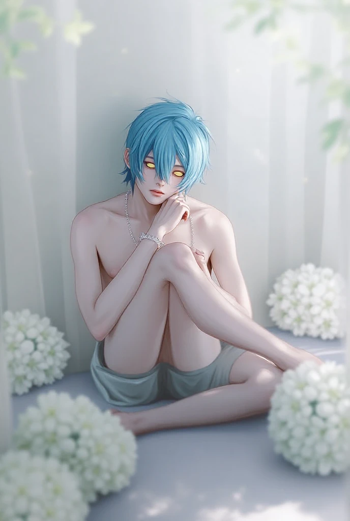 (Best Quality,4k,8k,highres,巨作:1.2),A highly detailed,(Realistic,Realistic Photos,Realistic Photos:1.37),portrait,anime,Phantomhive Sky,boy,s old,,dark hair,Intense look,pale skin,Royal Uniform,Classic Victorian style,Stylish clothes,Precision stitching,Feather has,Golden accents,deep blue eyes,Purple eye patch,Detailed lashes,exquisite facial features,serious expression,Confident position,Stand in majestic, Sit in a beautiful office with a window behind it overlooking the garden,Dramatic shades,Invisible lens glow,vibrant colours,Rich color scheme,Royal Purple,Royal Blue,Delicate pastel tones,Gentle sunlight flows through the leaves. Ten year old boy wearing boyish clothes with short hair without clothes short shorts topless naked sexy