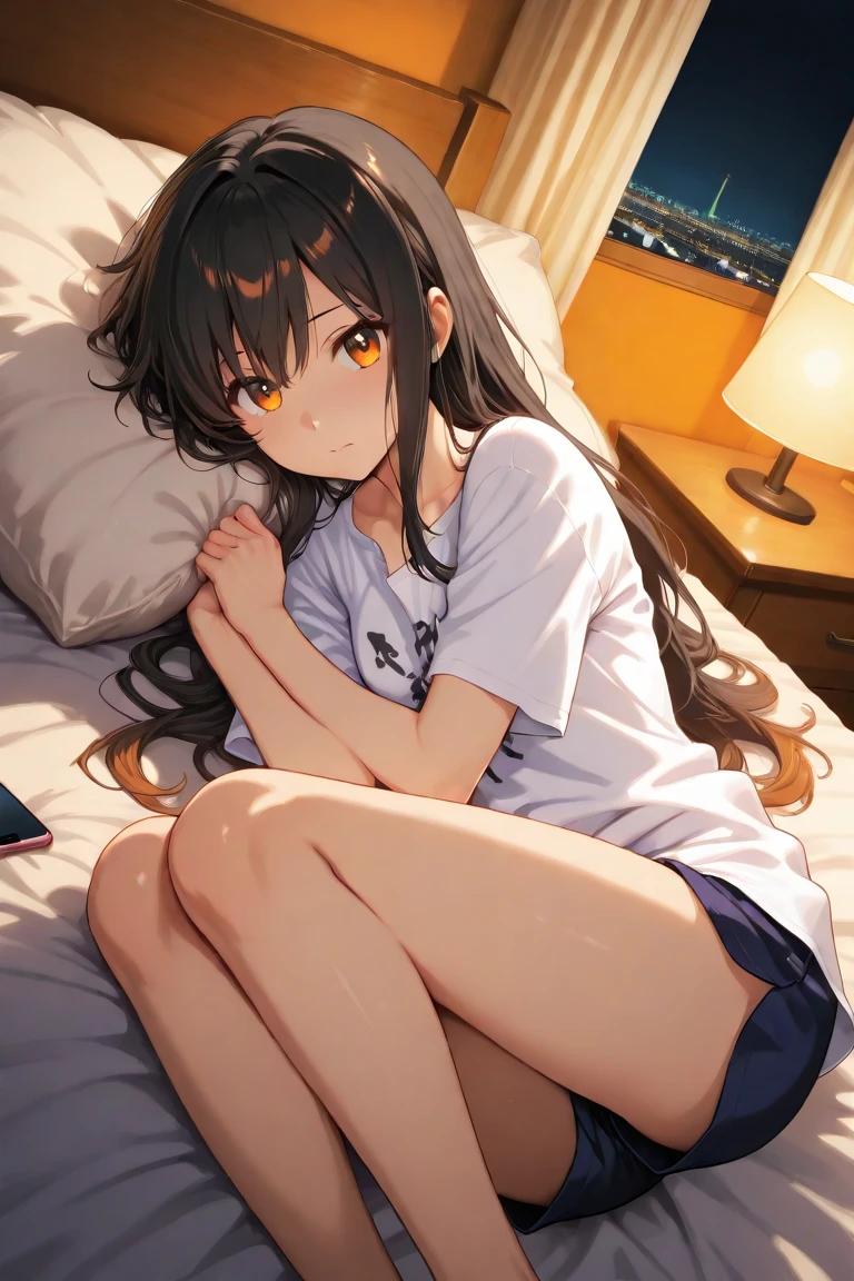masterpiece, 1girl, nsfw, pijama shirt, no pants, ((pussy)), vulva, siting, pread legs,cozy, sensual, embarassed, puffy, aroused, night, warm colors, piajama,BREAK perfect face,expressive eyes, cute