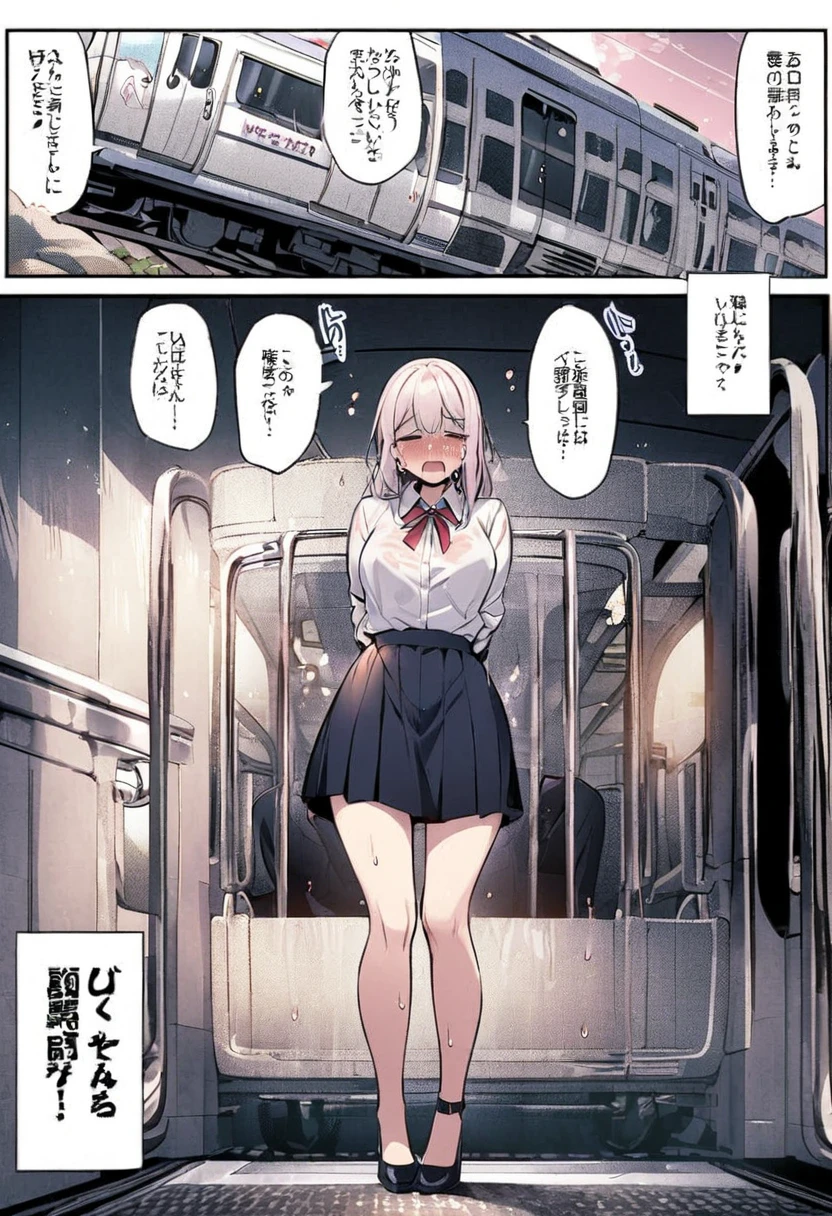 Ultra HD Photos、whole body、Accurate depiction of the human body、Super young girl、Being molested on the train、whole bodyエスビアン、Small breasts、Lewd、Open legs、shame、Transparent love juice overflowing from between her legs、Sensuality、Feels good、Peeing、incontinence