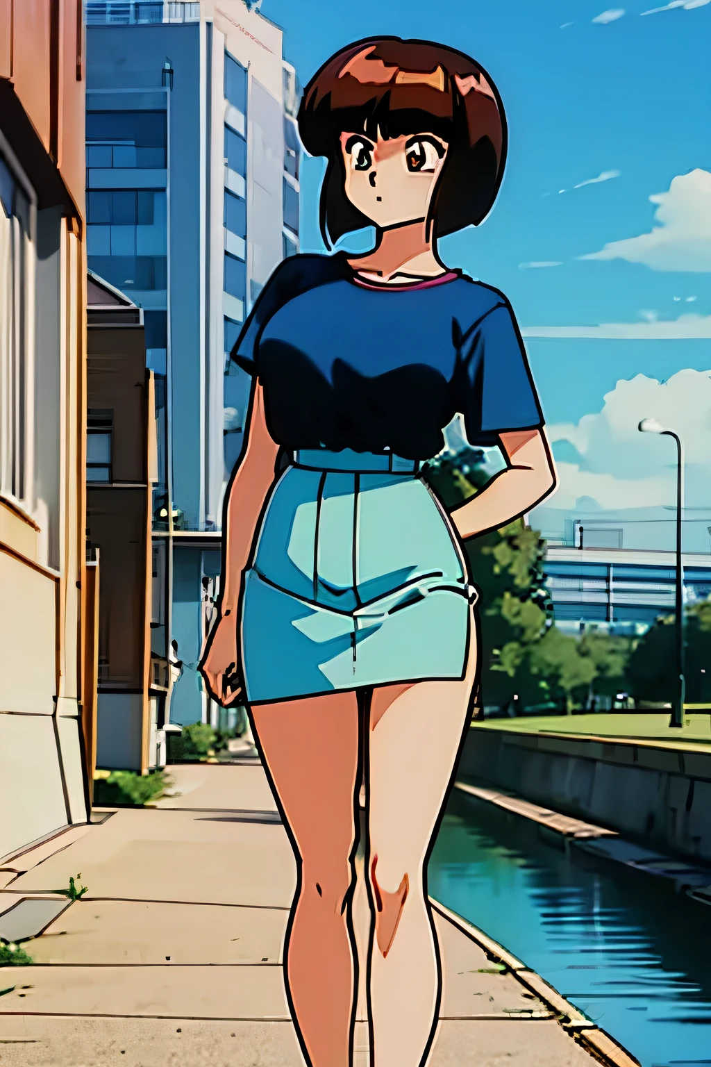 Create Nabiki I tend to stand up in a skirt that you walk along the canal towpath with a tight t-shirt with manga pronounced under the blue shirt go tall skinny and respect the original anime