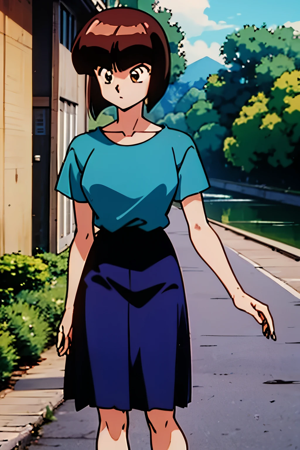 Create Nabiki I tend to stand up in a skirt that you walk along the canal towpath with a tight t-shirt with manga pronounced under the blue shirt go tall skinny and respect the original anime