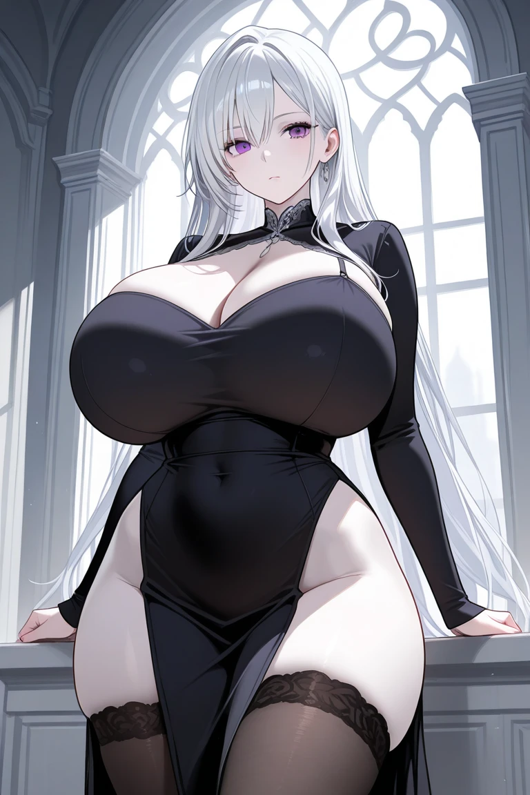 highest quality High resolution one young beautiful woman red eyes beautiful white hair medium perm cute soft girl Cat ear Seductive naked cow pattern underwear church nun cowgirl cosplay magic monastery robe breastfeeding service The huge breasts of a virgin killer with amazing charm Sexless breast milk gasp incest Estrus face bbw