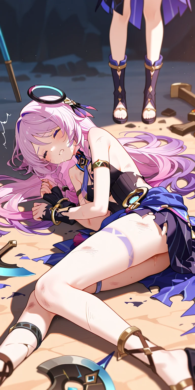 (((masterpiece))),(((best quality))),(ultra-detailed,high resolution:1.2),(illustration),((an extremely delicate and beautiful)),(detailed background), sex,sex from behind, 1man hold head, ((((girl lying face down on wrestling ring)))), (wrestling ring),((1girl)and(1shota boy)), hetero, (1girl), ((((Keqing/(genshin impact/)))),official alternate costume, (slender body:1.4), (large breasts),pale skin,shiny skin, headband, hair ornament, jacket, dress, (rolling eyes,ahegao:1.4),(trembling), (cum on clothes,cum on body,excessive cum:1.4),cum facial,bukkake,cum on hair, clothing aside, clothed, ((((1shota boy,short stature)))),((hair)),large penis,dark-skinned shota boy,interracial,