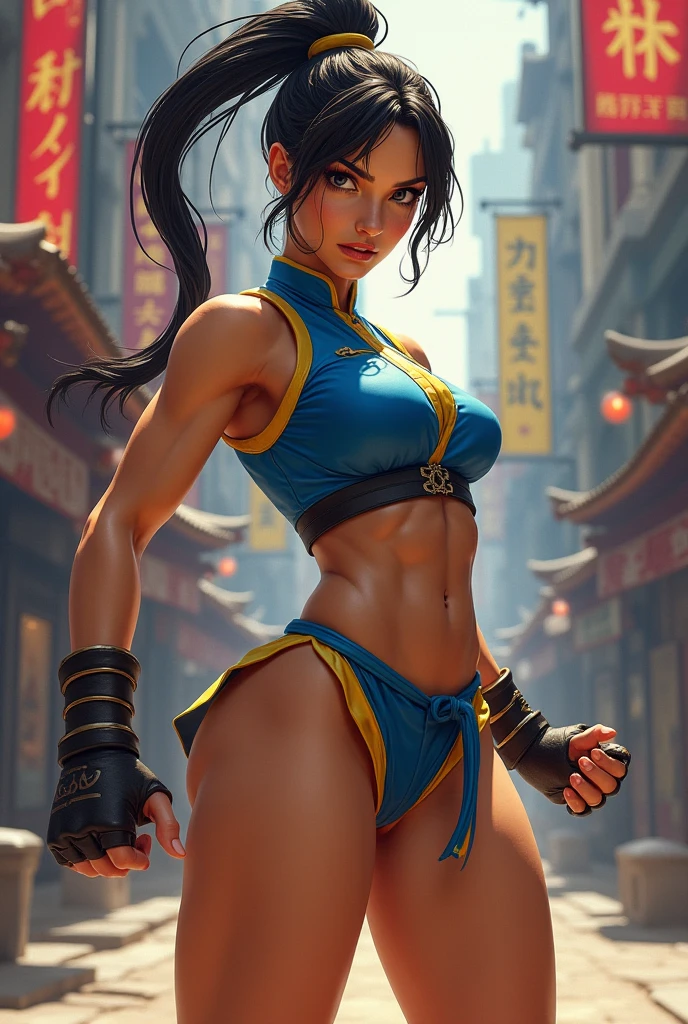 Ninja Woman, Street fighter jury, , flat nipples showing, shapely body, dodjo, Aesthetics, whole body, highly detailed image, work of art, photo realist