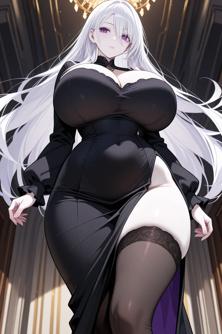 （full bodyesbian：1）， voluptuous figure， （Bigboobs：1）， （big assa：1）， （tmasterpiece） （perfectly proportions）（photograph of-realistic）（best qualtiy） （A detailed） （8K） （k hd） （cinmatic lighting） （Sharp focus） （复杂） ，1female，Huge breasts，Pornographic exposure，独奏，full bodyesbian，dark-skin，Drow Elves，Prostitutes，Customs，Sex practitioners，，long  white hair，Princess Crown，Black skin，elvish ears，Pink love pupils，A happy expression，delicated face，Iron collar，Nipple rings，Lingerie transparent，Shirtless，Lie on the ground，Slender legs apart，High waist oily black silk，Pubic hair shows through，Beautiful jade feet，Sexy figure，The whole body is oily，Prostitutes，9  pregnant，Pregnant women with，hot girls，Q of spades，，（Background night，themoon，Moonlight shines，Black alley background，Unlit alley，Stone brick floor，Dark atmosphere），Surrounded by blacks，，