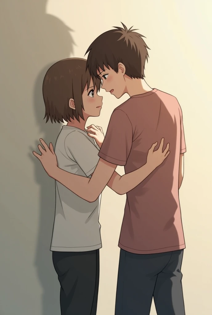 A beautiful young girl, wearing a t-shirt and a jeans pants, side profile view, she is talking to someone but the person isn't in the image, realistic full body portrait, anime style