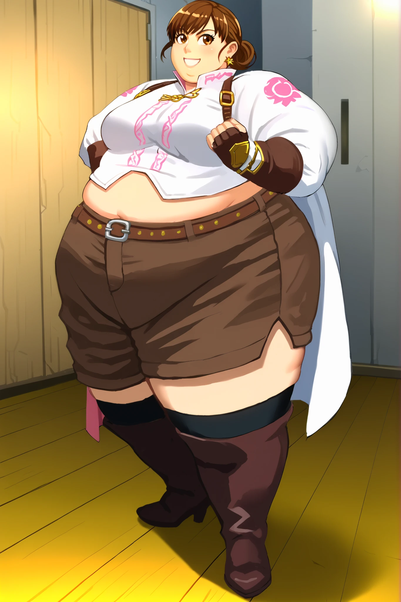 RanmaChan, Red hair, Braided hair, blue eyes, detailed eyes, whole body, lindosexyrobutts, tight black blouse, black crop top, exposed navel, clothing attached to the body, Tanga sexy, sexy stockings, 【Costume】【cosplay】White Dress of Albedo (Overlord), white thong, big neckline, lift, paizuri invitation