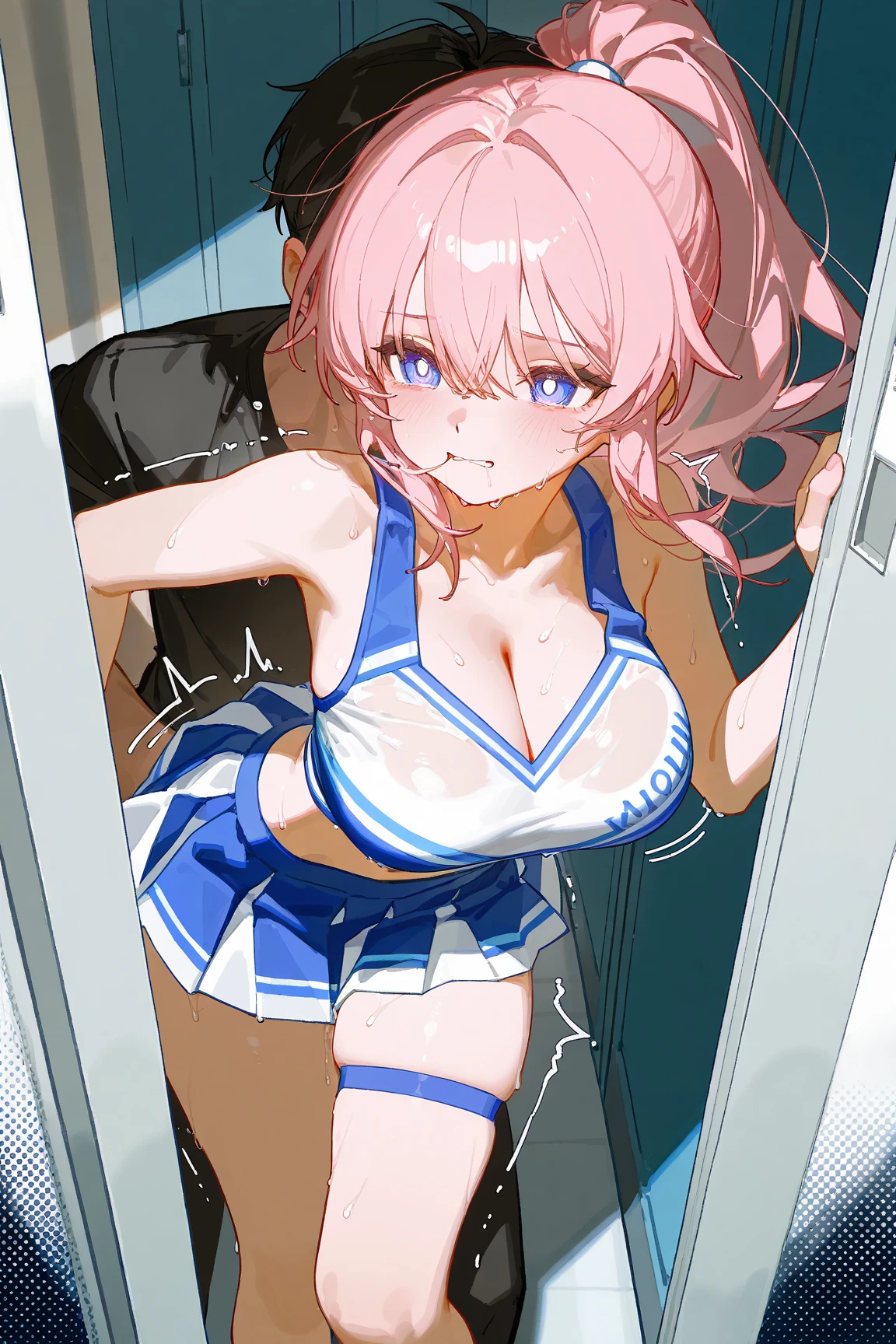 (( close、16k、highest quality、Attention to detail、Rich skin detail, Chubby))、(((Surrounded by several grinning men、bukkake)))、(((Both armpits、Hands behind head)))、(Wide ass)、((((nsfw、Swollen nipples、Small breasts))))、((Cyber Leotard)),(shout、Orange eyes)、((Wavy Hair、Short Hair、Ahoge))、((Pink Hair))、(Beautiful Eyes)、((Sweat、Wet))、 ((blush))、(Thick thighs)、((((Embarrassing、:o))))、Are crying、((Inside the train))