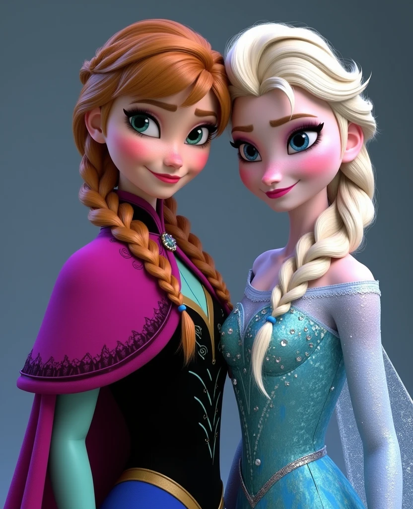 Anna and Elsa, Beautiful, sexy, naked, sex, lesbian, ass, posing