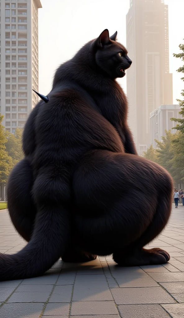 there is a very fat werewolf sitting on a chair with his bare ass, naked, picture from behind, photo from behind, long shot from back, long shot from the back, pov from rear, viewed from behind, photo taken from behind, facing towards camera, seen from the back, view from the back