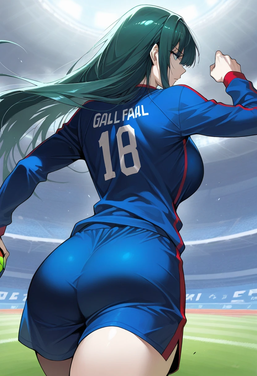 Pawlis Thongthip goes: Lisa from blackpink + pretending to be a soccer player, beautiful, indie, safe under her eyes, K-pop idol, Korean girl, running, clenching her fists in the World Cup field + wearing a nude outfit