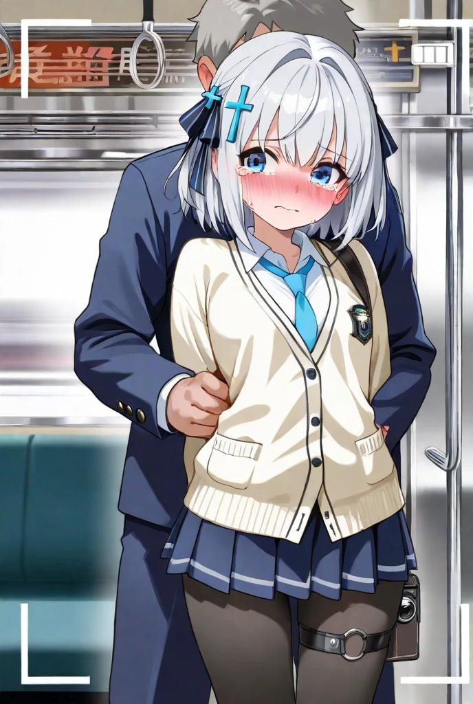 NSFW,masterpiece,Highest quality,High resolution,Super detailed,Shirakami Fubuki\(Hololive\),Gray Hair、One-sided braid、Ahoge、Earrings,Fox ears,Fox tail,uniform,Sailor suit,Micro Mini Skirt,pantyhose,blush,(Ahegao),(Inside the train),(Seduce),(Middle-aged men),(Having sex),Insert your dick,Creampie,(Squirting),(rape),(rape),Leg spread,(Give in),(Falling into Pleasure)