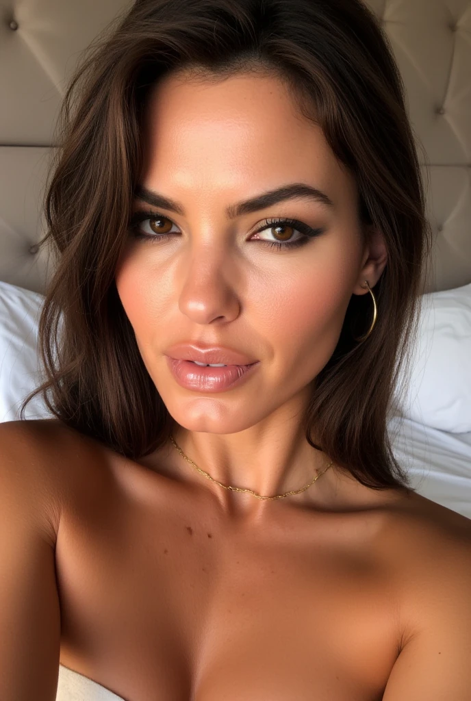 Victoria Beckham taking a selfie and naked photo with a smile