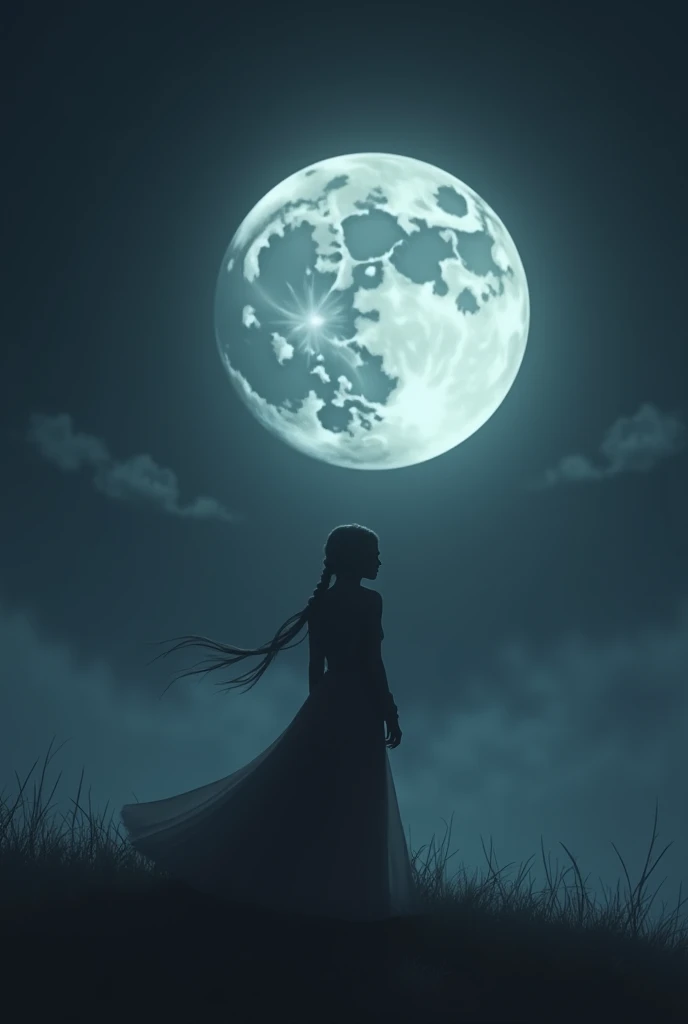 Create the blue moon of fate tsukihime with arcudeir brunested below this 