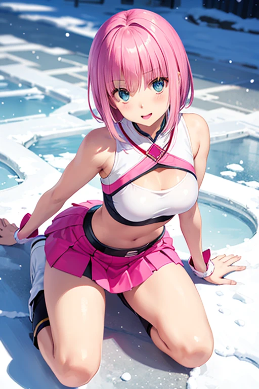 butt closeup, girl showing butt, skimpy outfit, nsfw outfit, pink hair, blue eyes