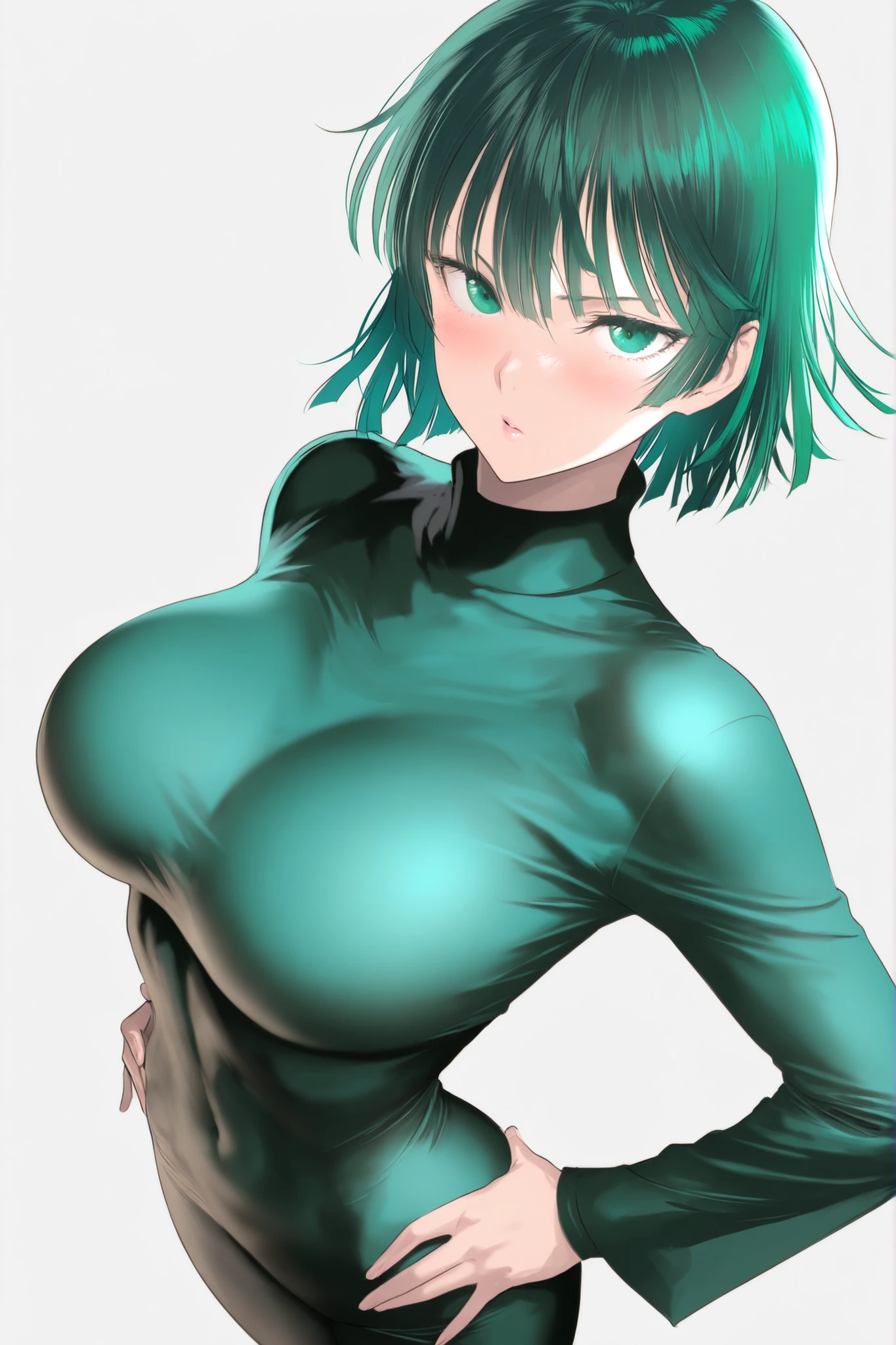Maki Sento、Slimy、Futanari、huge breasts、big ass、dark green hair,NSFW