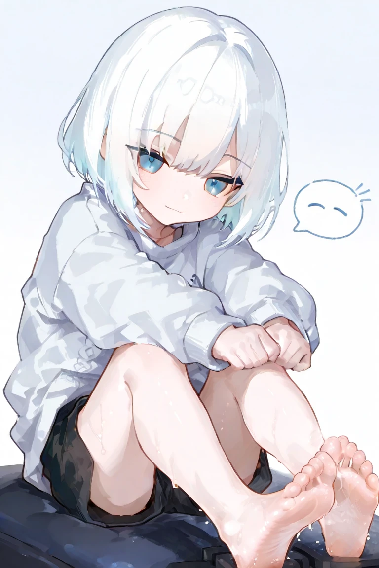 One girl,ponytail、Silver Hair、Slanted Eyes、17 years old、Totally shocked、whole body