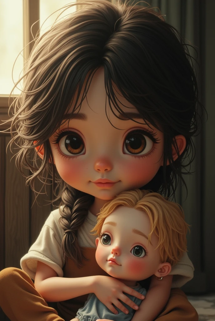 A charming young girl with rosy cheeks and twinkling eyes, clad in a sunflower yellow sundress, sits contentedly on the lush, emerald-green grass. She cradles her beloved pet, a fluffy golden retriever, in her arms, his tail wagging happily as he licks her face with affectionate slobbers. The sun casts its warm rays upon them, bathing them in golden light as they share a heartfelt moment, their joy radiating in the gentle breeze, creating an idyllic scene of friendship and companionship.