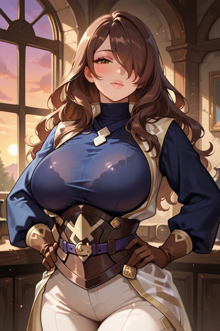 ((tmasterpiece, Best quality at best)),(complex lighting),1个Giant Breast Girl, valerie curls,a skirt, thong, penis