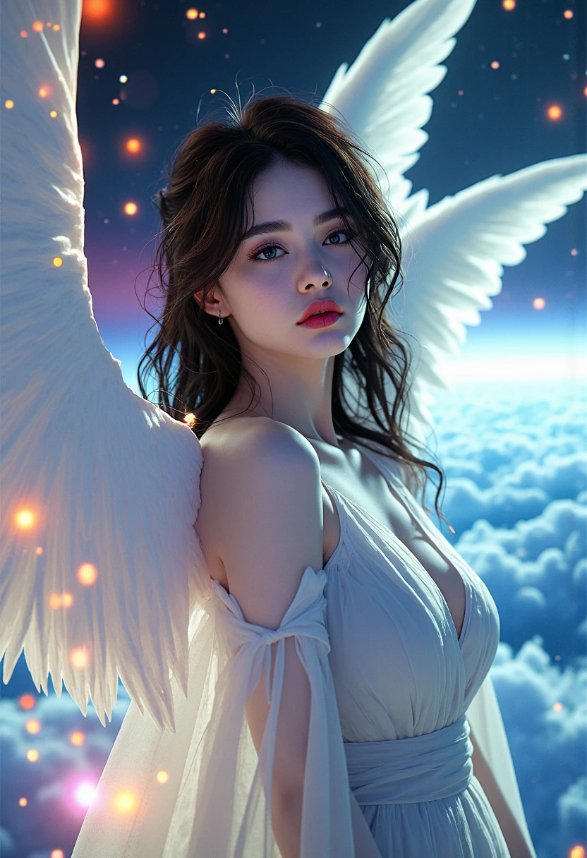 ((8k)),((Ultra Realistic))((Photo Realistic)),((HDR)),((Intricately Detailed Portrait)),((Detailed Fingers)) ((Solo Pic))((High Quality)).((Fine Quality))
(( INDIAN WOMAN)). Perfect Skin. Slender Tall Slim Body. Massive Breast. Deep Cleavage. Perfect Face. Sharp Jawline. Almond Eyes. Supple Heart shaped Pulpy Lips . Peachy Butt. Perfectly Toned Body, Brunette , Random Messy Hairstyles. Wet Body. Gracious Looks . Enticing Smile.
Regal Phoenix Gown . Cosmos. Oversized Cape. Headgear. Tiara.
Dynamic Shots. Dynamic Views. Seductive Dynamic Pose . Eyes Staring at Viewer . Zooming out. Over the Tip view. Cleavage Focus . Overexposed . Accentuated Ass. Random hairstyles . Enticing Pose in Galaxies. Halo.