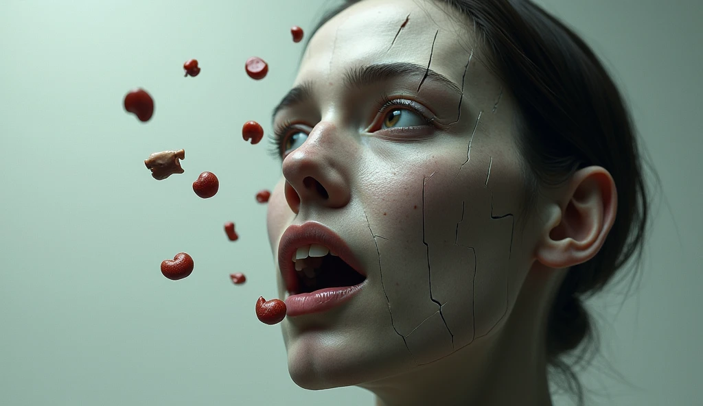 Several decapitated heads of beautiful women, in the fridge, full of blood, ((eyes closed)), bleeding, photorealistic, 4K, Nikon, horror