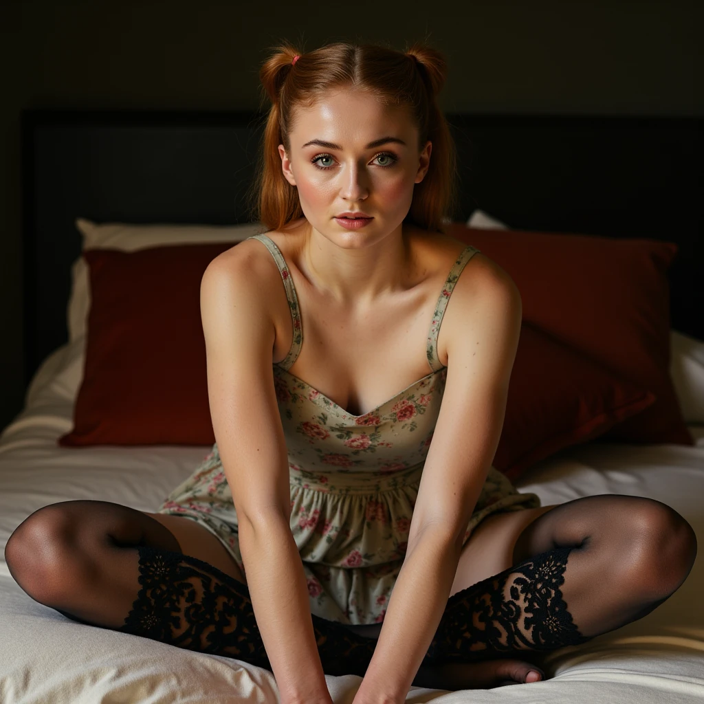 Sabrina Carpenter, In a bra, underwear, Window light, stockings