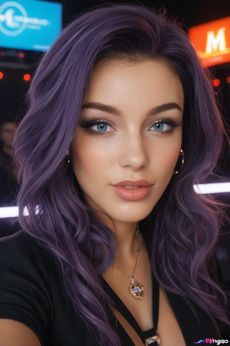 Purple hair upto chin length